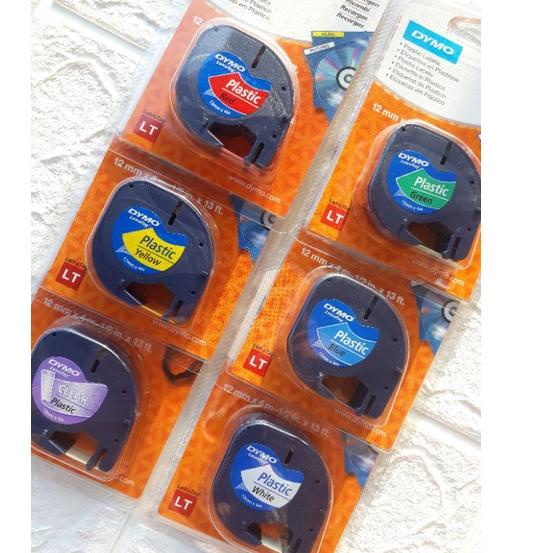 

SWK DYMO LetraTag Plastic Label 12mm x 4m Clear White Blue Yellow Red Putih Biru Kuning Merah Ⓜfzh✧