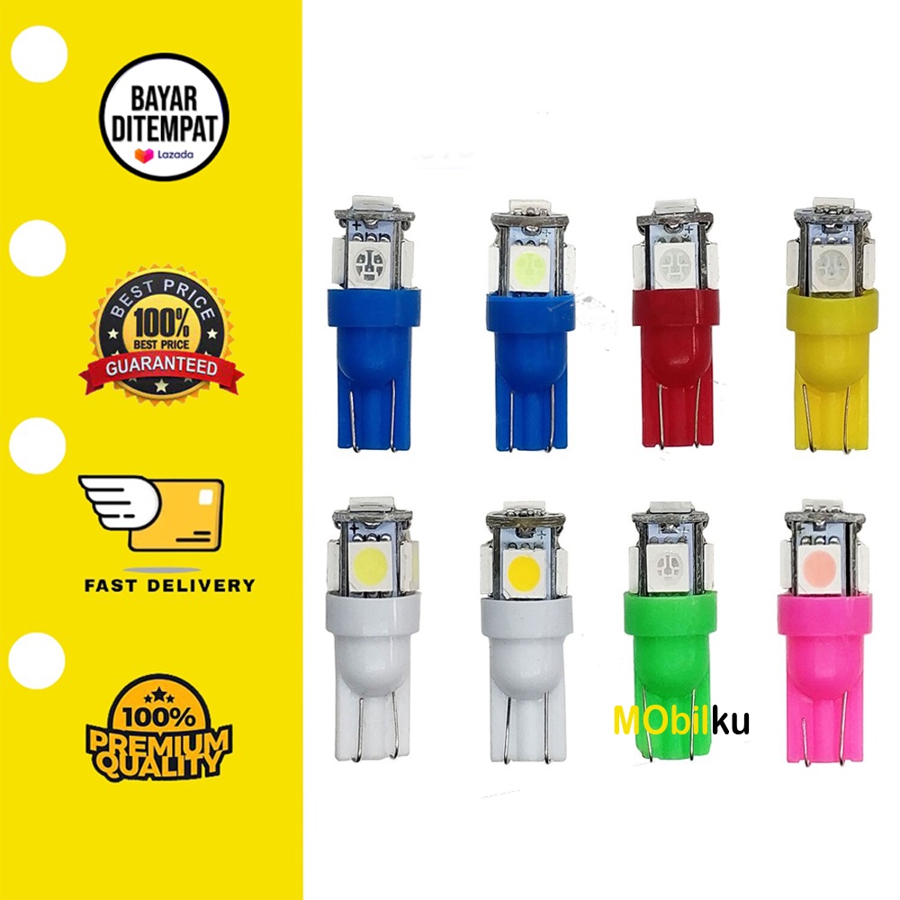 [BISA COD] Lampu LED Jagung T10 Senja/kota sein 5mata 5 titik/mata Mobil Motor