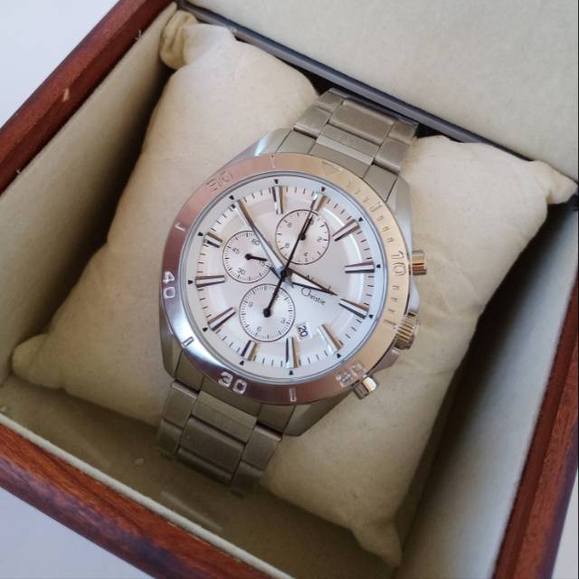 Jam tangan pria Alexandre Christie AC 6525 Silver White Original