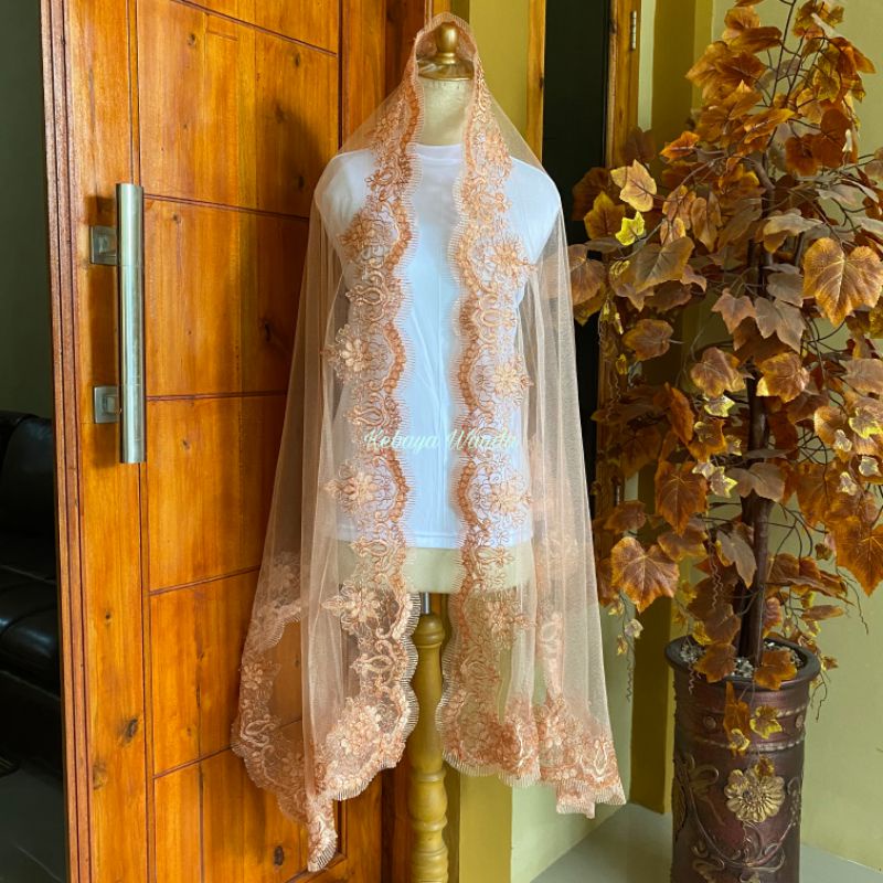 Ready Kerudung Pengantin / Veil Pengantin / Selendang Akad Slayer / Kerudung Akad / Wedding Veil-Salem