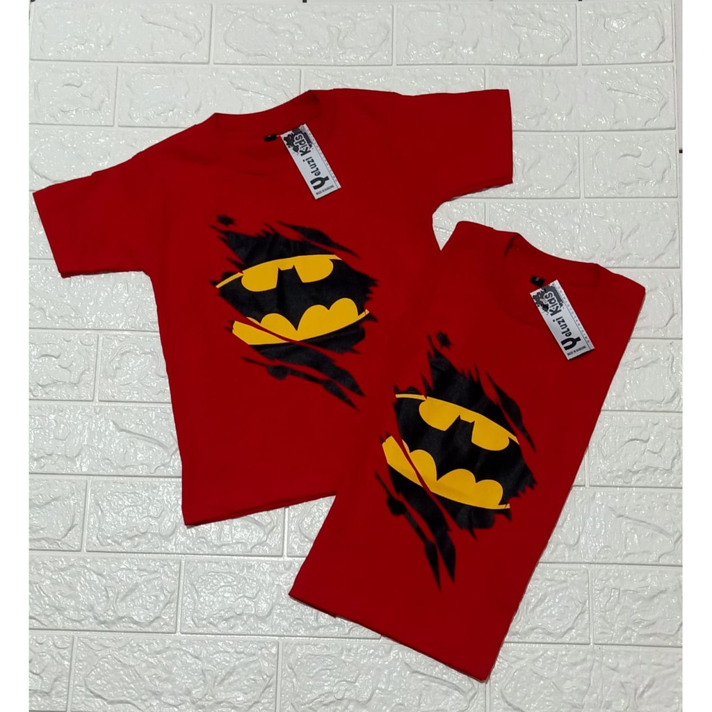 Kaos anak oblong karakter Batman merah yeluzi