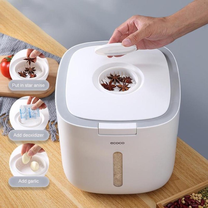 

Ecoco Rice Dispenser Wadah Tempat Simpan Penyimpanan Beras Anti Kutu Terpercaya