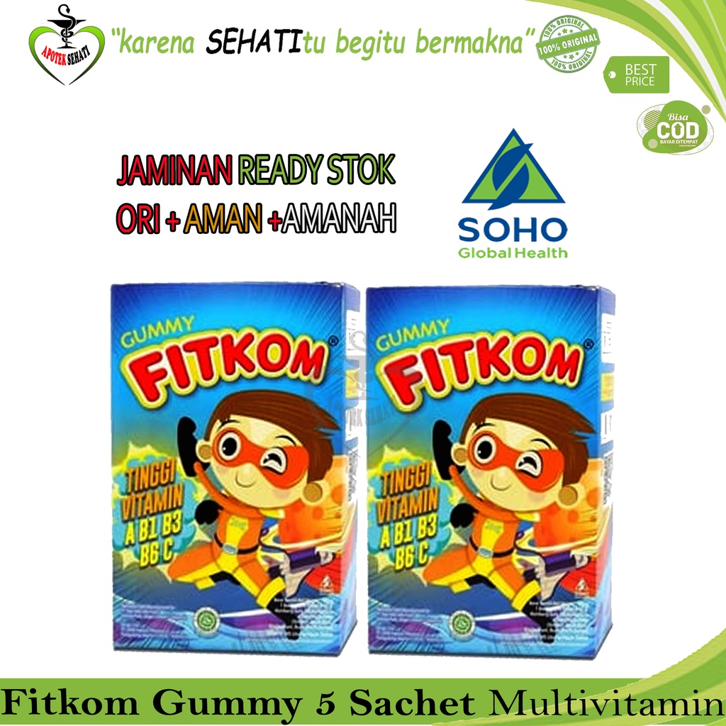 Soho Fitkom Gummy Jelly Persachet Fruit &amp; Veggie Vit C &amp; Zinc Multivitamin Anak