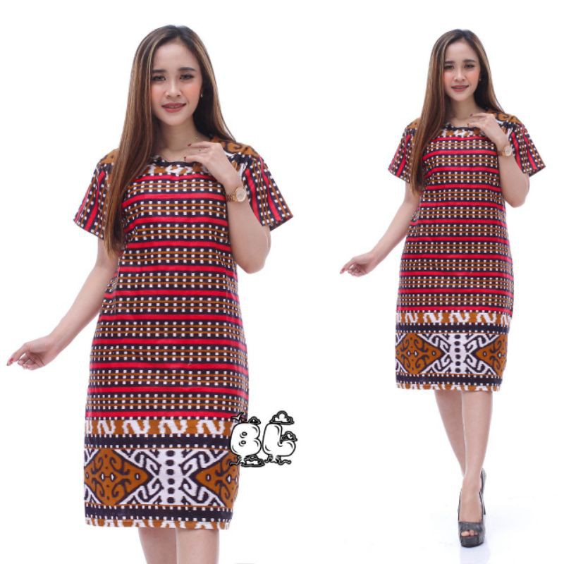 COUPLE KELUARGA TERVIRAL BATIK PEKALJAYA 1794 PALING LARIS BISA COD-Dres mama (macan mer