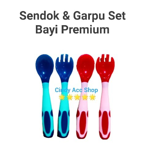 Baby Spoon &amp; Fork Set Preminum Sendok &amp; Garpu Bayi Sensor Panas AL007