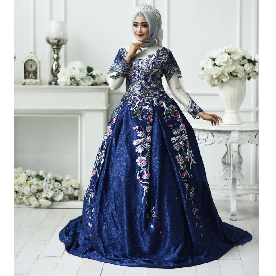  Baju  Pengantin  Warna Biru  Navy  Inspirasi Desain Menarik