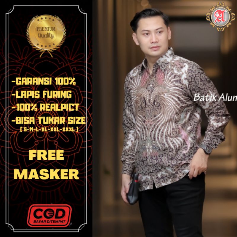 [ BISA COD ] Baju Batik Kemeja Pria lengan panjang Kemeja Formal Batik Moderen PCW 013
