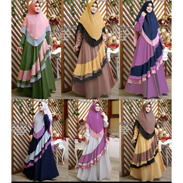 SALEE  Syari Lolitha 5 warna yg Cantikkk set khimar