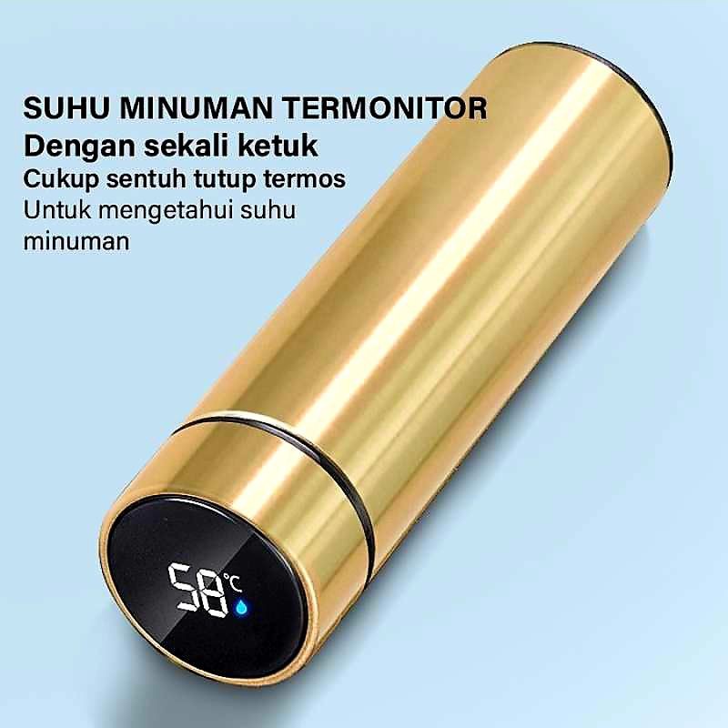 tumbler LED termos suhu 500ml termos panas botol tahan dingin tumbler digital angka botol minum-Gold