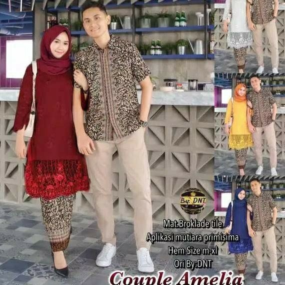 Ori Ready 6 Warna !!! Batik Couple Amelia Brukat Tile High Quality Couple Amalia