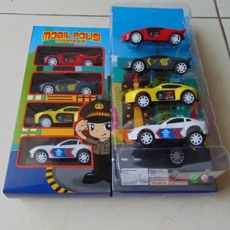 Mainan mobil polisi RKC 02008-1 Mobil polisi indonesia isi 4pc -Mainan anak