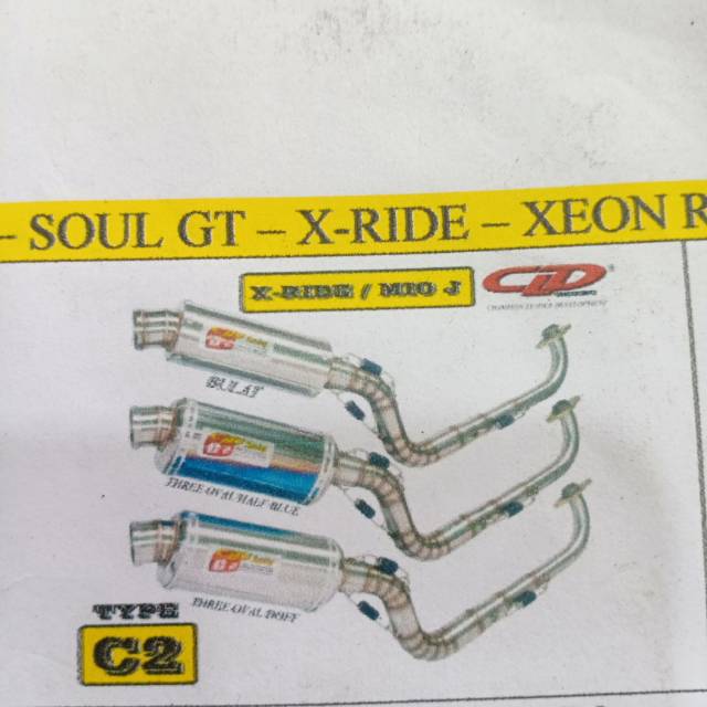 Knalpot CLD RACING C2 Bulat Oval Doff Oval H.Blue mio J / Soul Gt / X-Ride /Xeon RC Original CLD