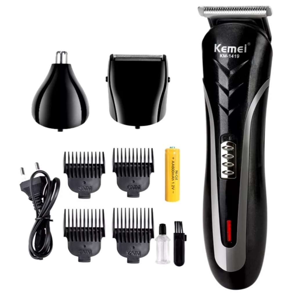 Alat Cukur Rambut,Kumis,Jenggot Rechargeable Hair Clipper Elektrik Portable KEMEI KM-1419 Clipper 3in1-Alat Cukur Rambut Rechargeable 1 SET KEMEI KM-1419-Mesin Alat Cukur Rambut Elektrik