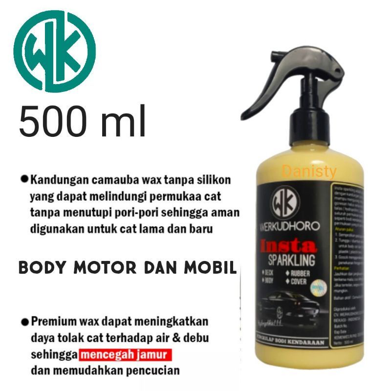 WK Insta sparkling 500 mili Pengkilap/pelindung cat body/spray/wax/poles/magic/coating/nano ceramic anti jamur body mobil motor