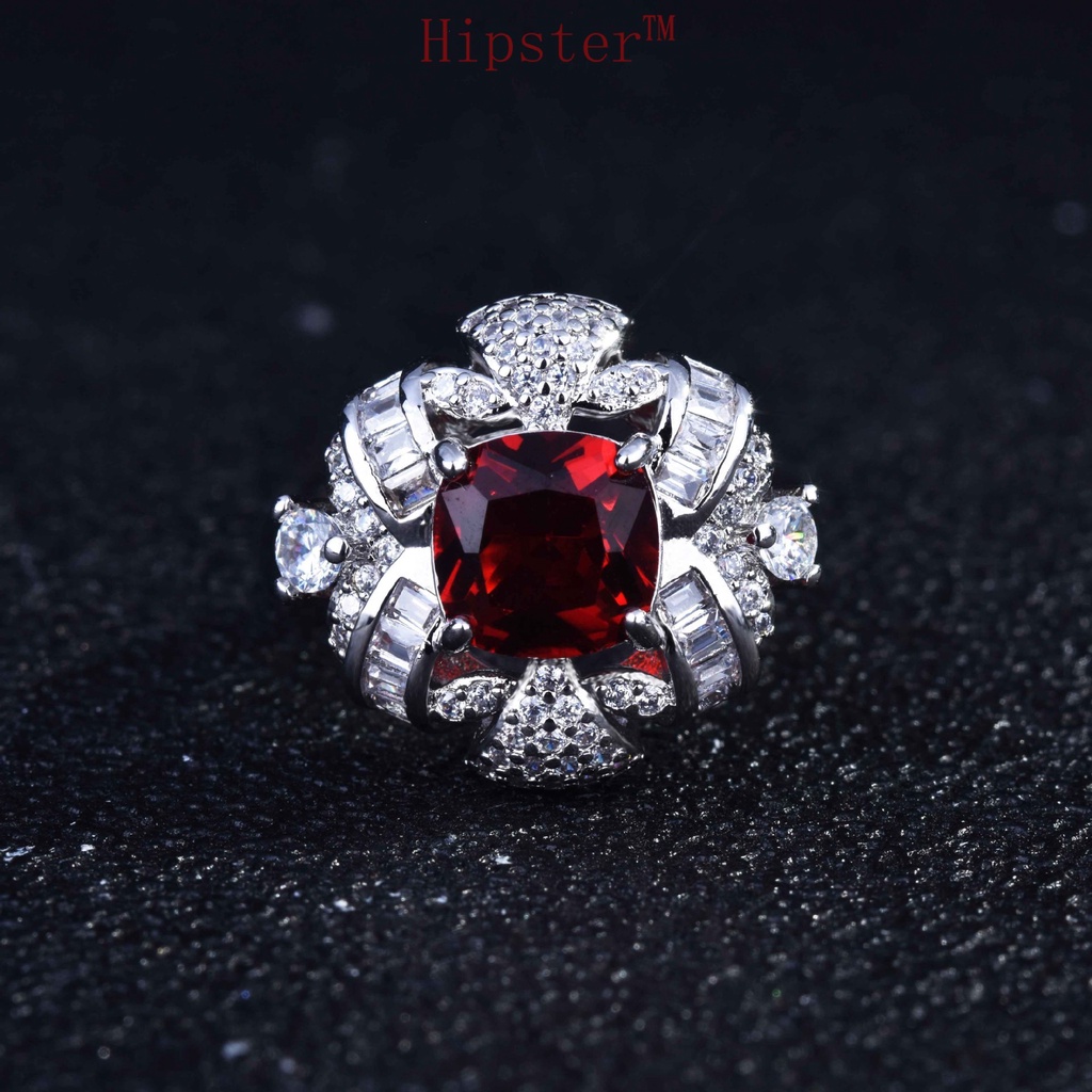 New Luxury Ruby Ring Opening Female