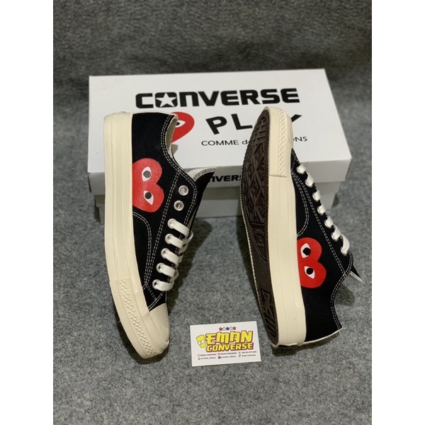 SEPATU CONVERSEE 70s CATH CDG PLAY OX BLACK WHITE BNIB