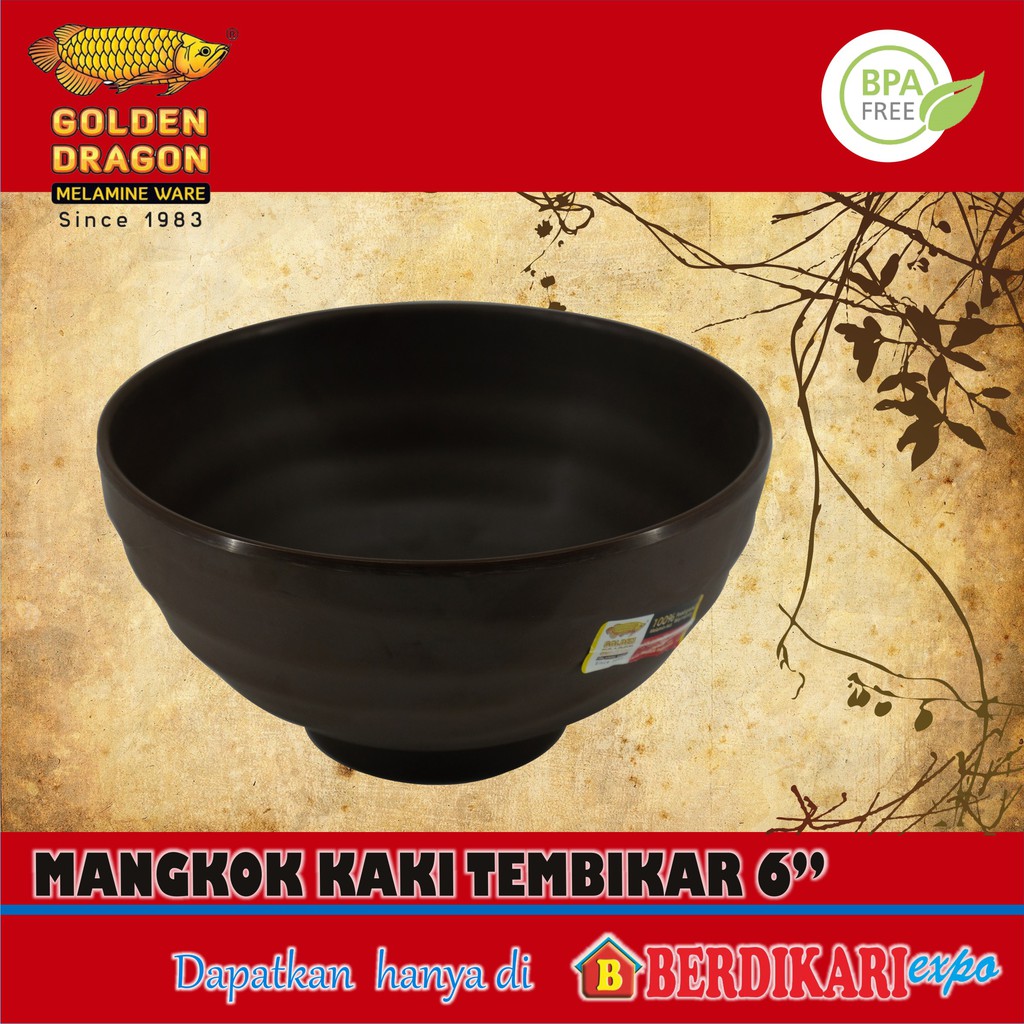 GOLDEN DRAGON MANGKOK KAKI TEMBIKAR 6"