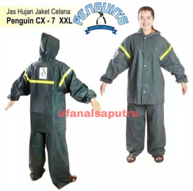 Jas Hujan Setelan Penguin's Jaket Celana Pinguin CX 7  XXL Super Tebal cx7