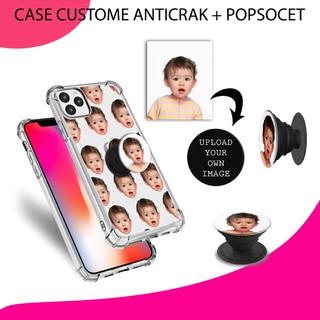 custome anti crack + popsocet for iphone oppo vivo samsung