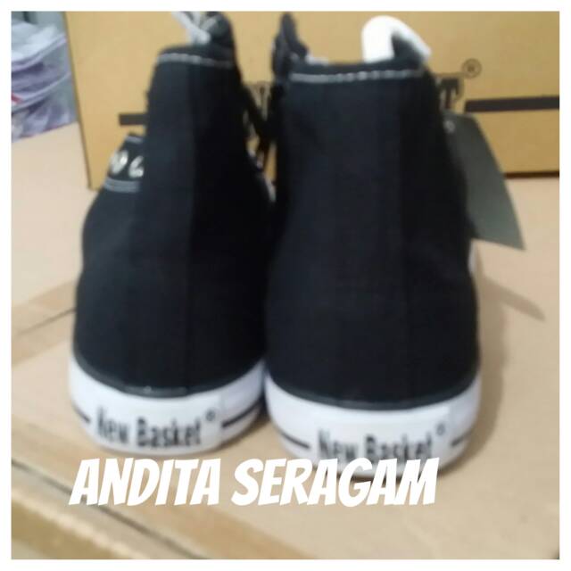 Sepatu New Basket 338 HC (boot/tinggi) black/white