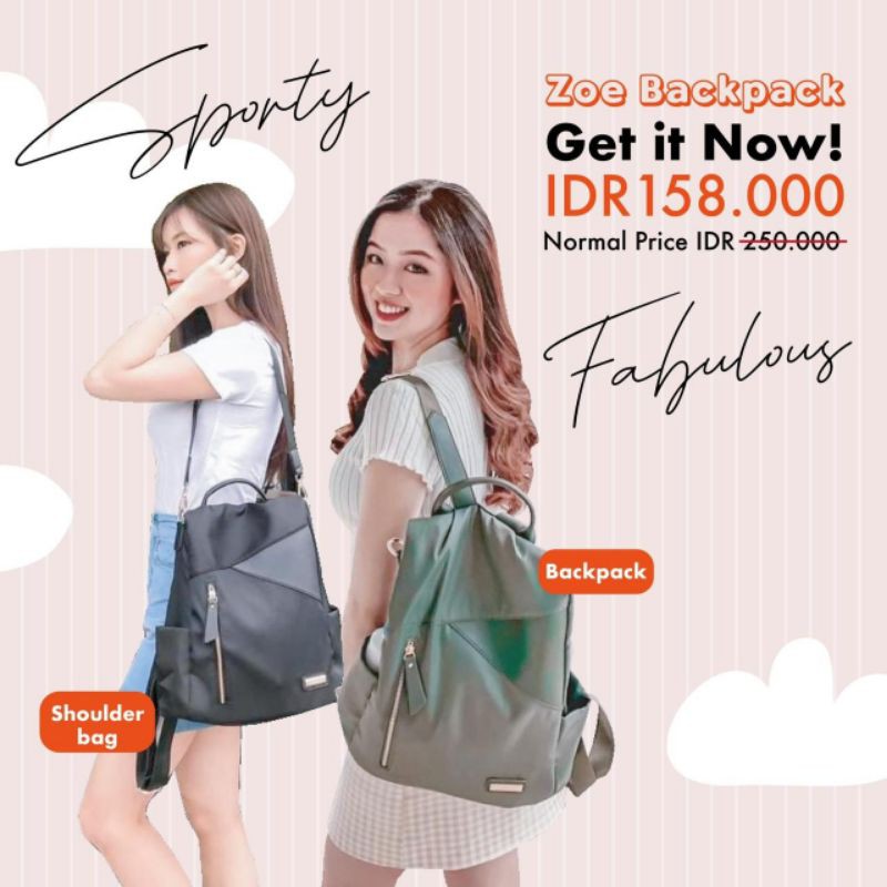 [BEST Seller] JIMS HONEY Zoe Backpack Waterproof Tas Ransel Wanita Anti Air JH Jimshoney Bag