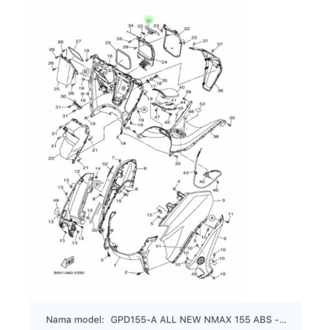COVER TUTUP KNOB LACI NEW NMAX ASLI ORI YAMAHA B6H F836X 00