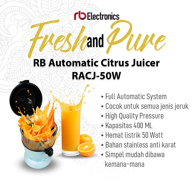 RB Juicer Buah Jeruk Otomatis Low Watt Kapasitas 400 ML