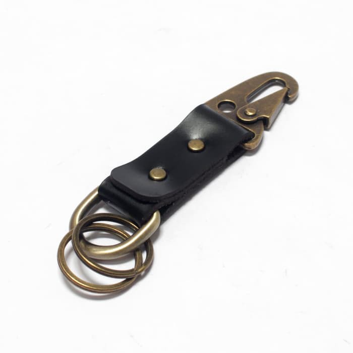 gantungan kunci kulit asli snaphook leather keychain hitam PHKC590