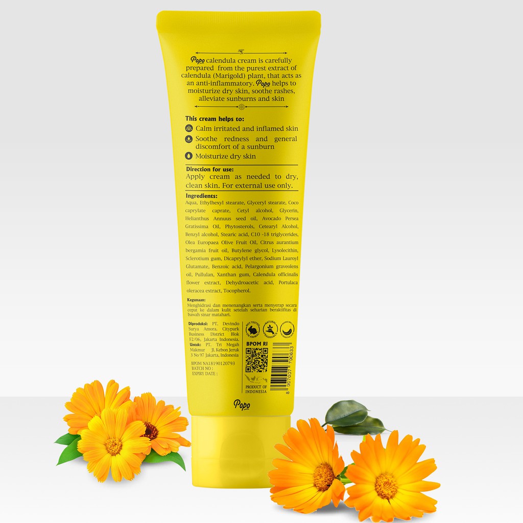 Popo Calendula Soothing Cream 50ml Eczema Dermatitis Eksim Kulit Kering Sun Burn Ruam Shopee Indonesia