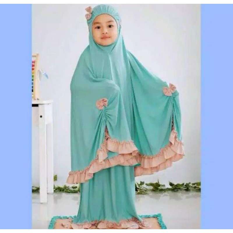 MUKENA ANAK JERSY SUPER ADEM(size S,M,L 3-8th )