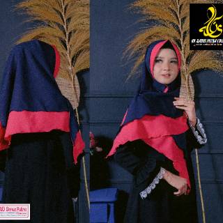  Jilbab  khimar DeQiara segi Babol kombinasi  2 warna  