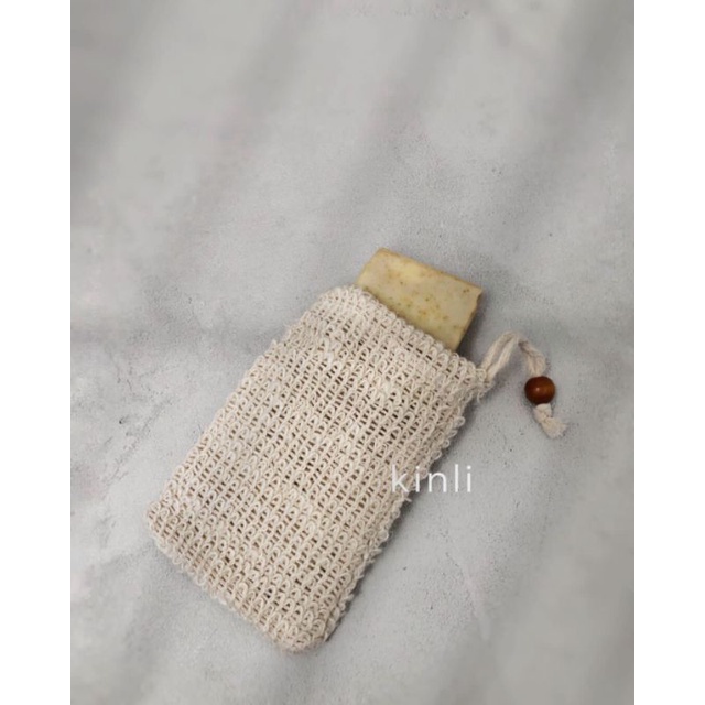 linen soap pouch mesh linen foaming soap saver bag kantung sisal sabun