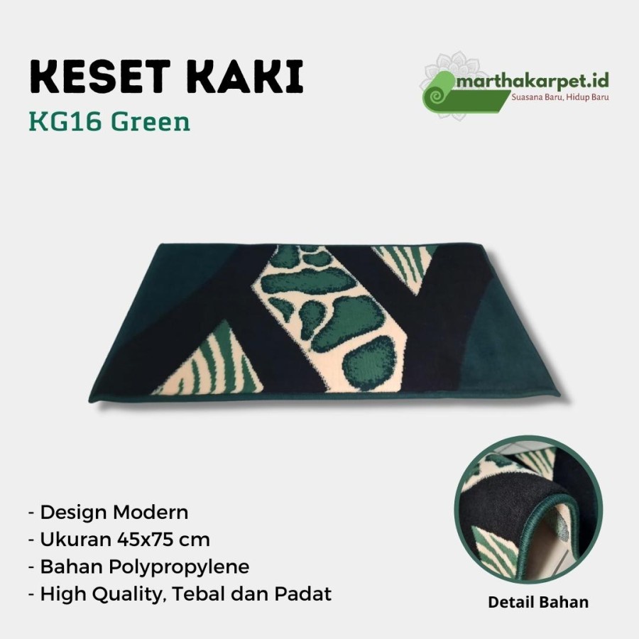 KESET KAKI 45 x 75 GREEN KESET LANTAI PERMADANI, KARAKTER, BULU-3