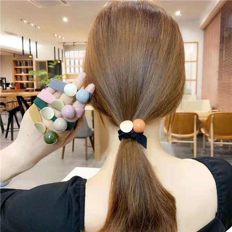 Ikat Rambut Korea Wanita Circle And Ball HairBand - Scrunchie Karet Elastis Aksesoris Fashion