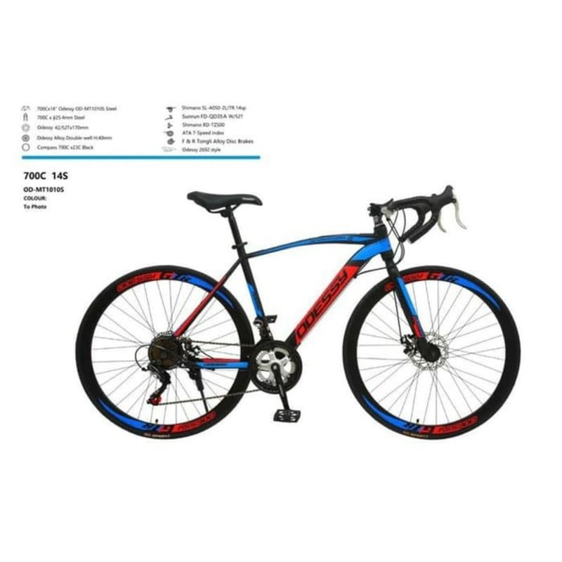 Sepeda Roadbike Balap ODESSY MT 1010S Frame : Hi-Ten Steel Shimano SL-A050 (14 Speed) Garansi SNI-1