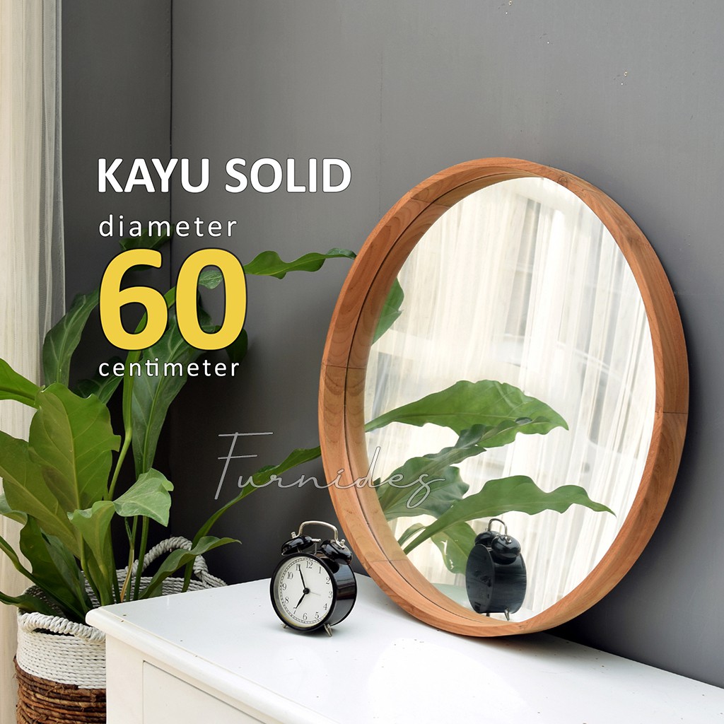  Cermin Bulat  Diameter 60 cm Frame KAYU SOLID Shopee 