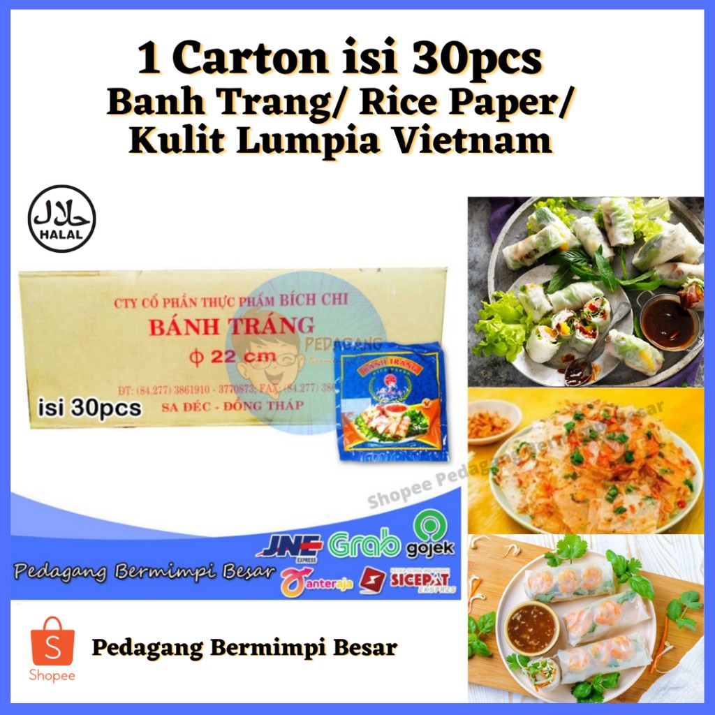 Banh Trang Rice Paper 400gr Carton isi 30pcs | Kulit Lumpia Vietnam/Rice Paper