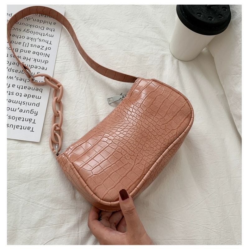 tas bahu wanita shoulder bag mini croco rantai import