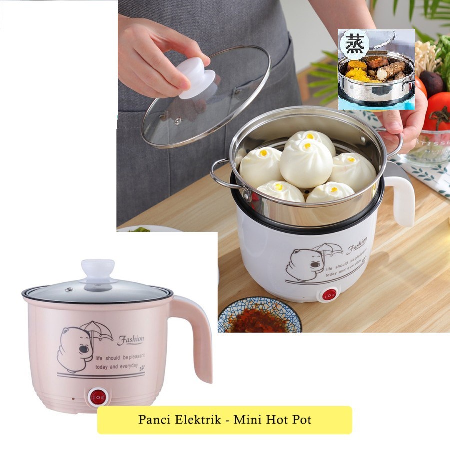 Panci Listrik / Pot Cooker Mini / Panci Listrik Free Kukusan Stainless / Panci Kukus