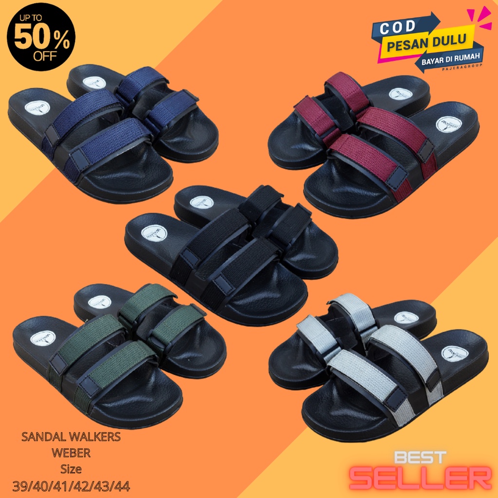 PROMO- Sandal Slide Pria Walkers Weber Army / Sendal Slop Keren Casual Kekinian Flipflop Terbaru