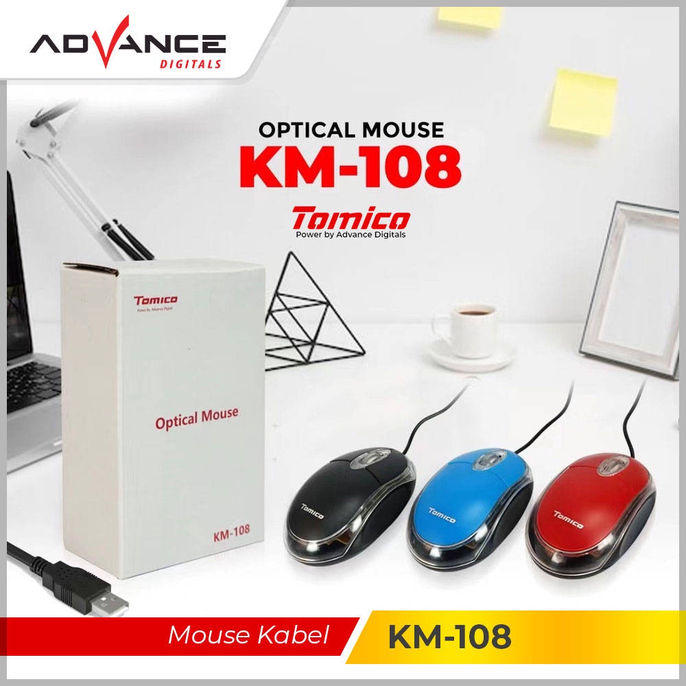 【READY STOCK】 Terima grosir Advance mouse optik KM108-Wired Mouse Original warna acak