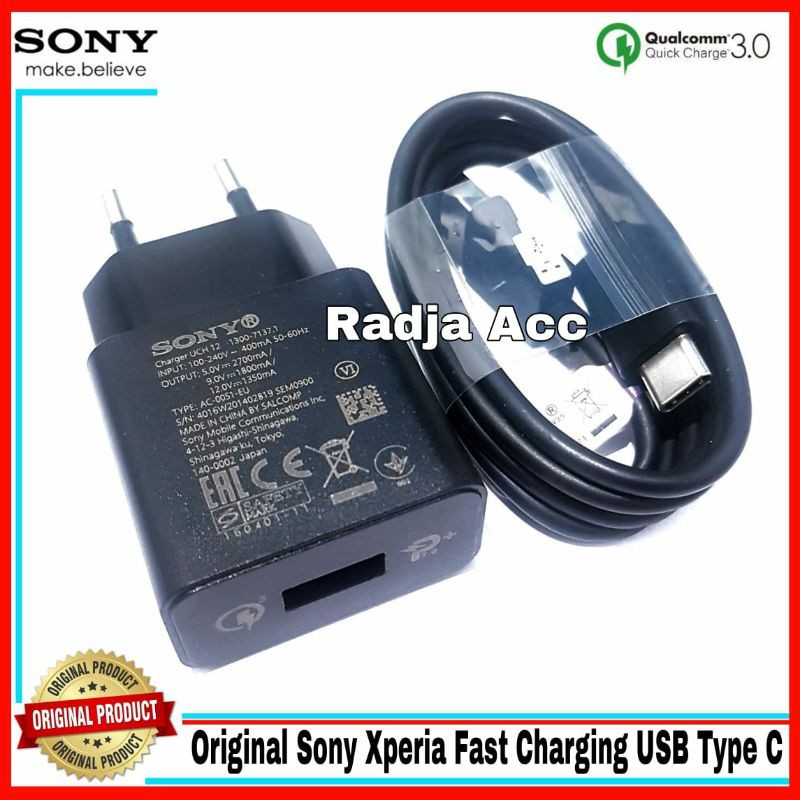 Charger Sony Xperia XZ3 XZs Original 100% Fast Charging USB Type C