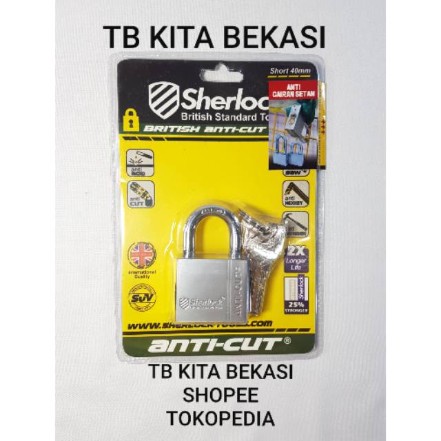 GEMBOK SHERLOCK 40 MM SHORT/ GEMBOK SHERLOCK 40 MM PENDEK/ GEMBOK SHERLOCK ANTI MALING, ANTI POTONG