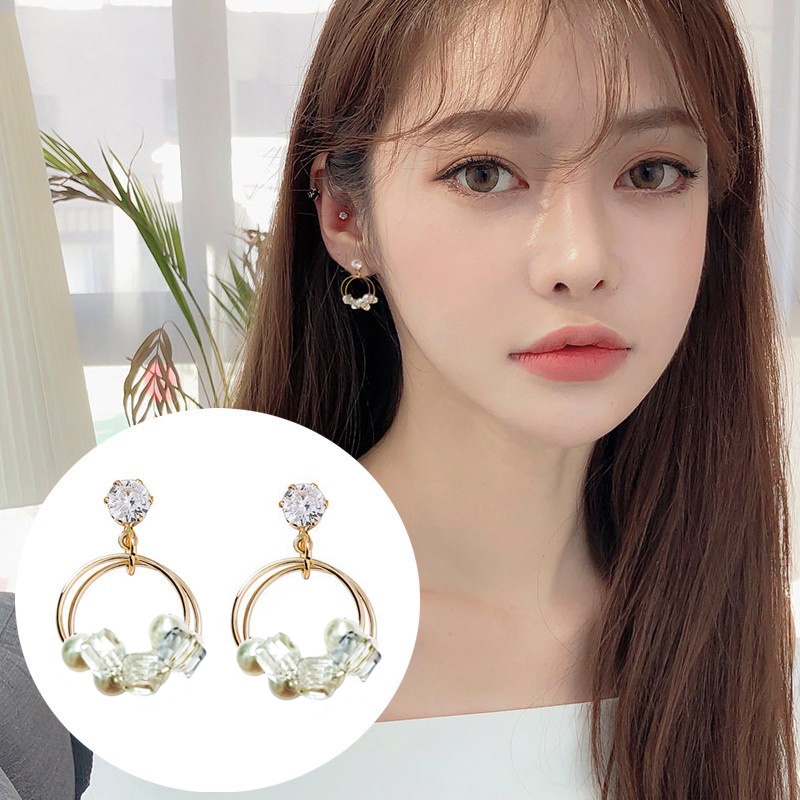 Anting Stud Wanita Korea /Anting fashion Mutiara Stud Diamond 537