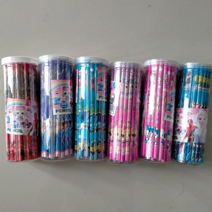 

] PENSIL MURAH ISI 50 PCS/ PENSIL MURAH 2B KARAKTER LUCU GROSIR