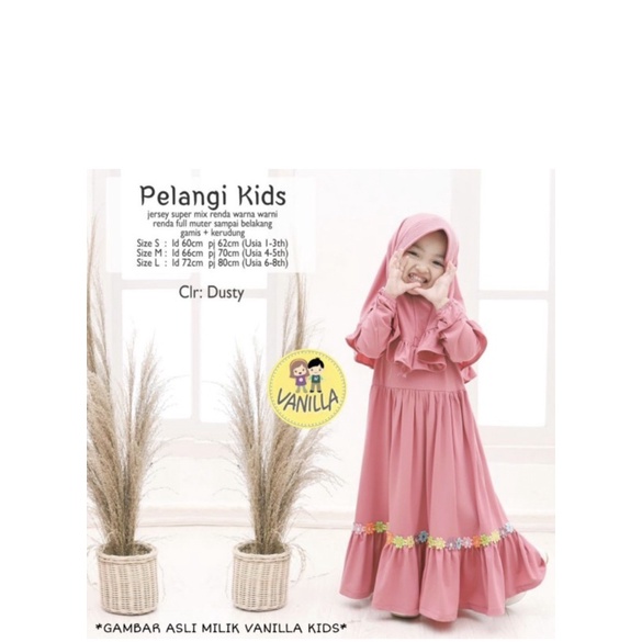 GAMIS ANAK ANNUR/RENDA PELANGI+jilbab JERSY 3-6thn