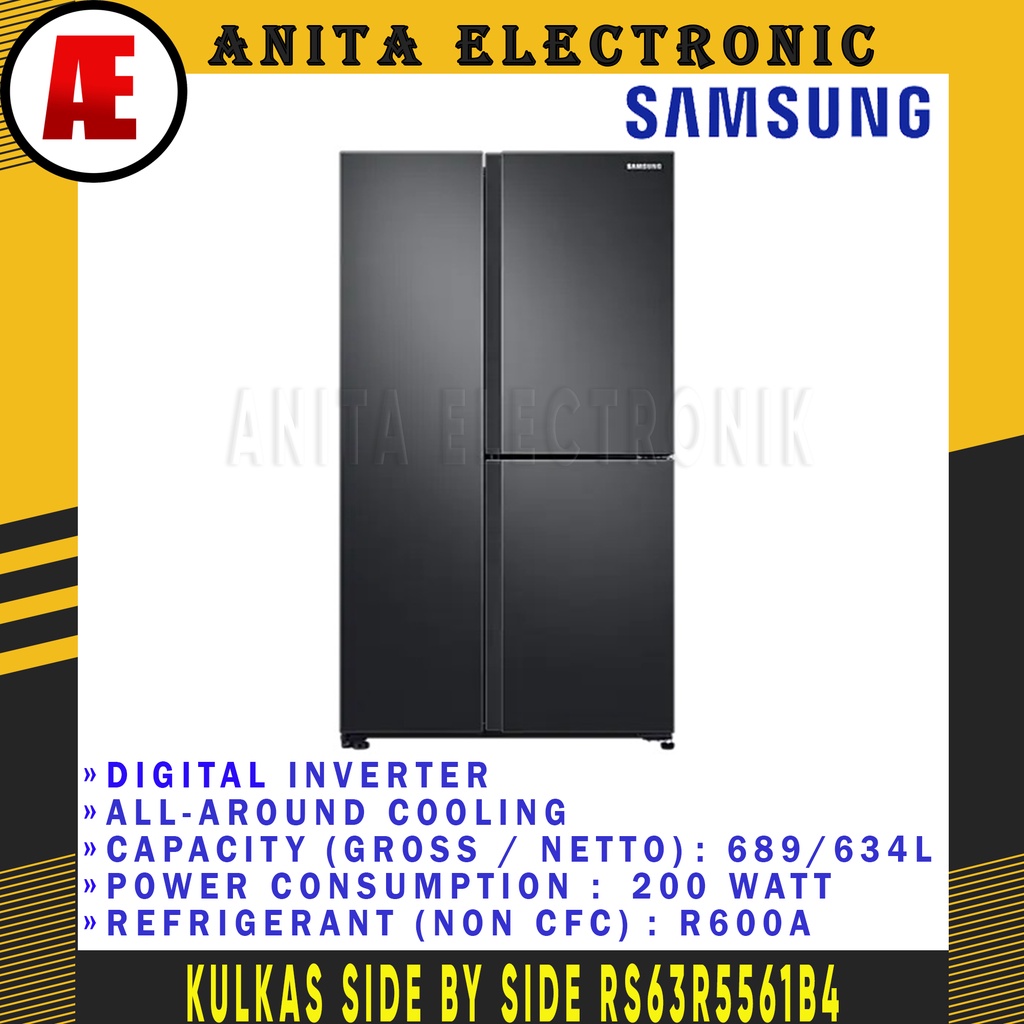 KULKAS SAMSUNG SIDE BY SIDE 3 PINTU DIGITAL INVERTER RS63R5561B4