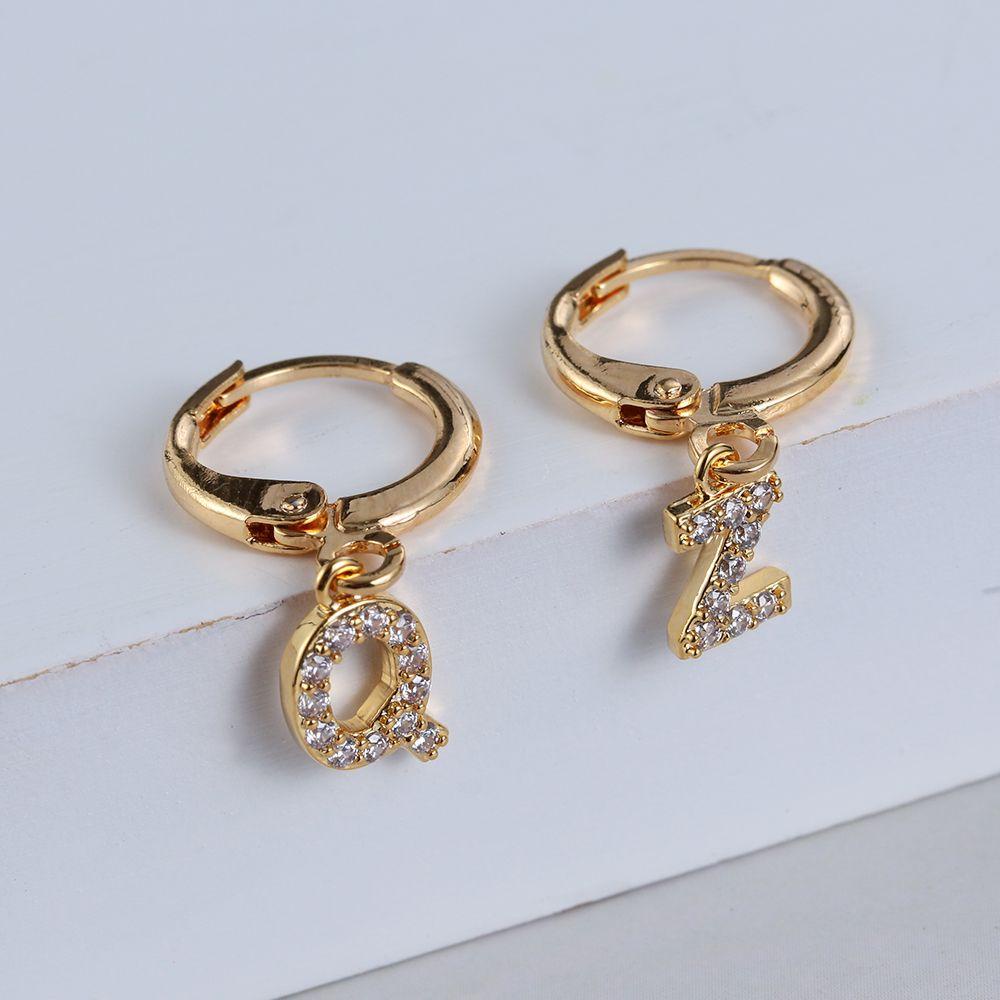 Nanas 1pc Anting Liontin Inisial Mewah Fashion Hari Ibu Warna Silver Gold Nama DIY Menjuntai Drop