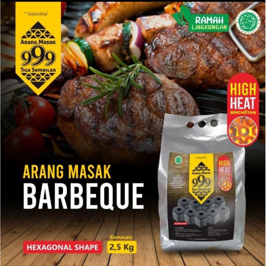 (A2) Arang Briket Batok Kelapa Pemanggangan Sate Sosis Daging 2.5 kg per Kemasan Agen Condet Jaktim