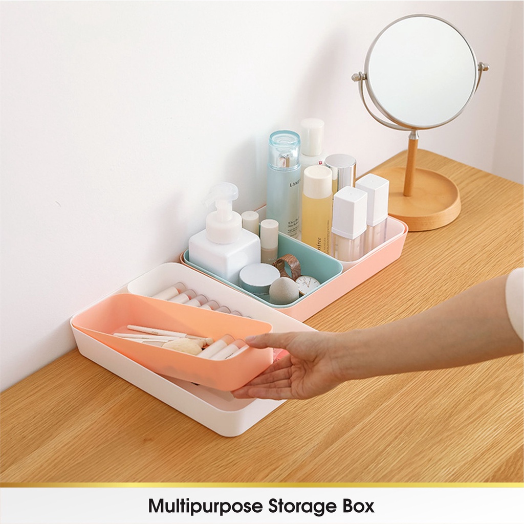 Rak Storage Drawer Kotak Pembatas Sekat Penyimpanan Laci Organizer Organiser Stationery Sendok Meja Dapur Kosmetik Sumpit Sendok Plastik